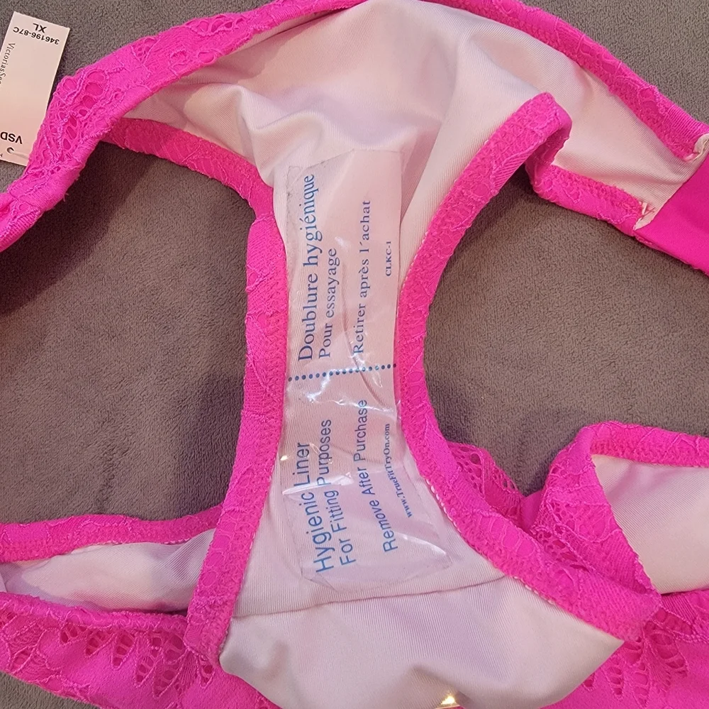 Victoria’s Secret “The Knockout Bikini” in Neon Pink Lace Overlay Size XL - Picture 7 of 12